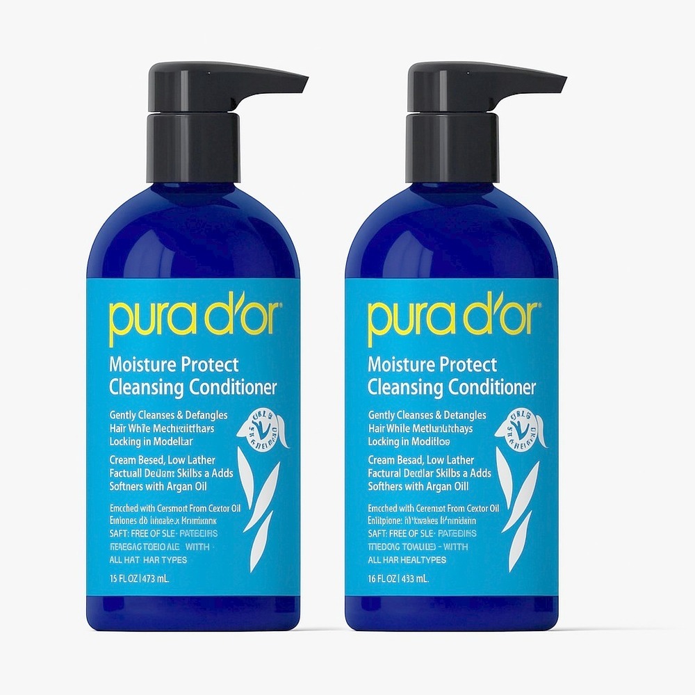 Pura D'or Moisture Protect Cleansing Conditioner Argan Oil 16 fl oz‎ (2-Pack)